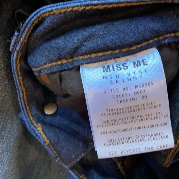 Miss Me Skinny Jean Mid-Rise Dark Wash - Picture 5 of 8